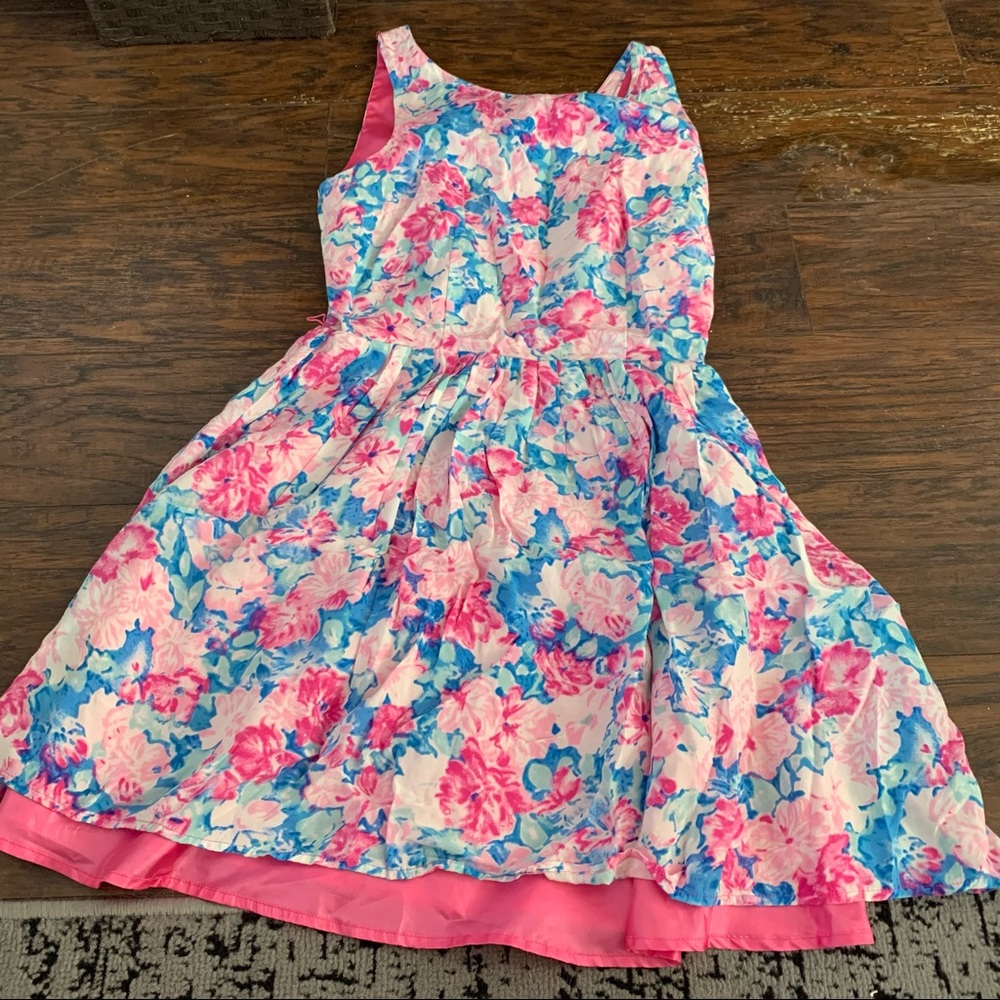 Women’s Sleeveless Floral Pink & Blue Mini Dress